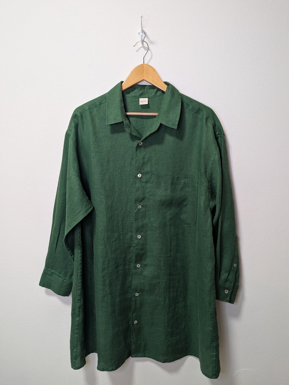 Rove Shirtdress Forest Green French Flax Linen Size S